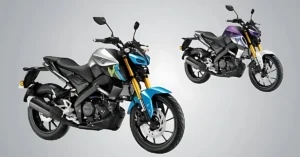2025 Yamaha MT-15 V2 DLX in Ice Storm and Vivid Violet Metallic colours