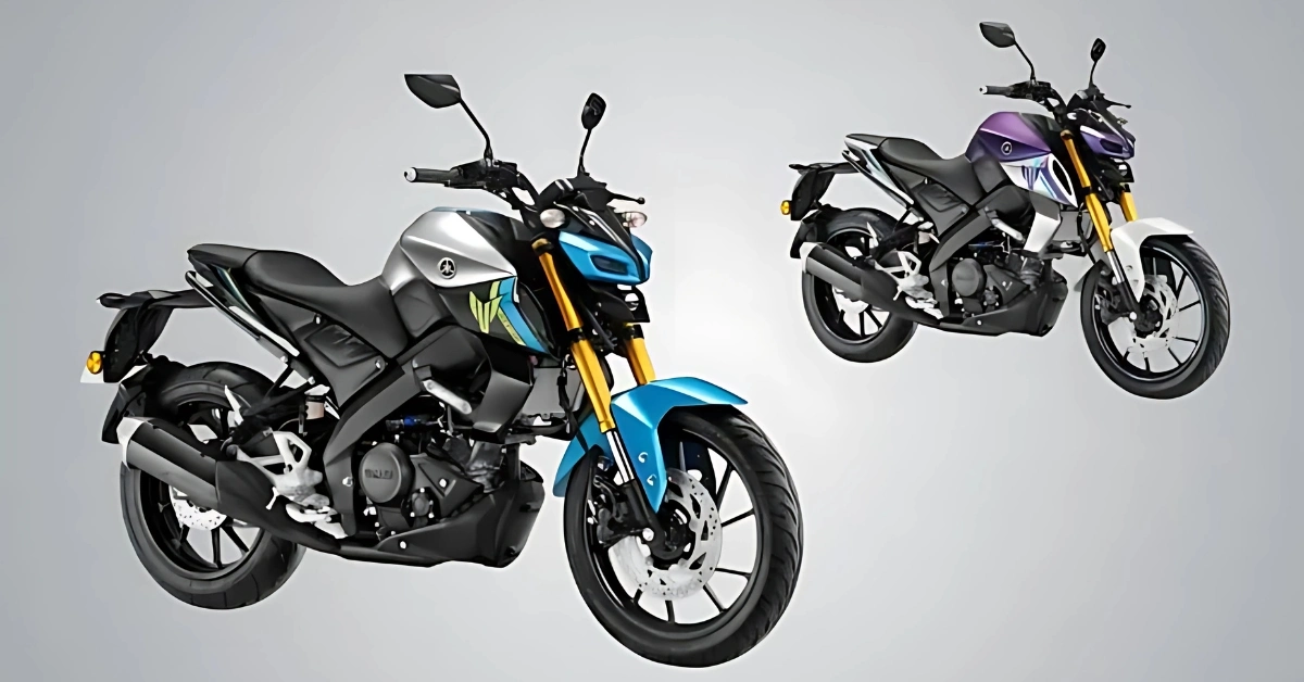 2025 Yamaha MT-15 V2 DLX in Ice Storm and Vivid Violet Metallic colours